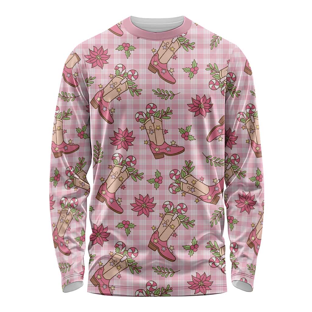Pink Paniolo Palaka Hawaiian Cowgirl Christmas Long Sleeve Shirt - Polynesian Pride