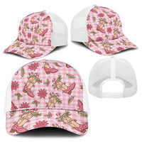 Pink Paniolo Palaka Hawaiian Cowgirl Christmas Mesh Trucker Cap - Polynesian Pride