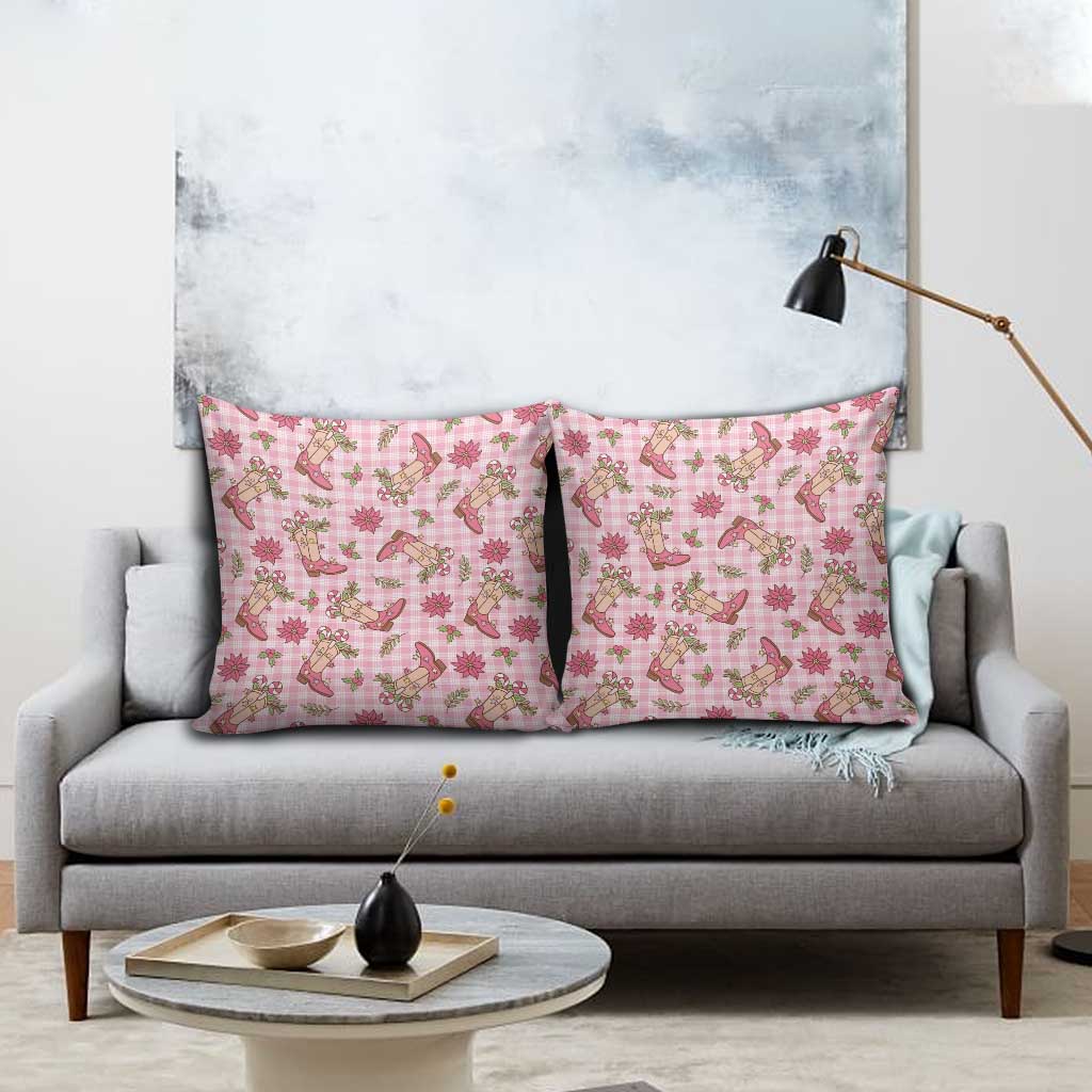Pink Paniolo Palaka Hawaiian Cowgirl Christmas Pillow Cover - Polynesian Pride