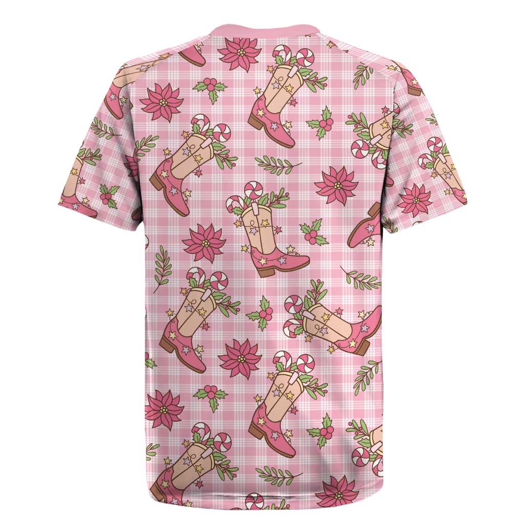 Pink Paniolo Palaka Hawaiian Cowgirl Christmas Rugby Jersey - Polynesian Pride