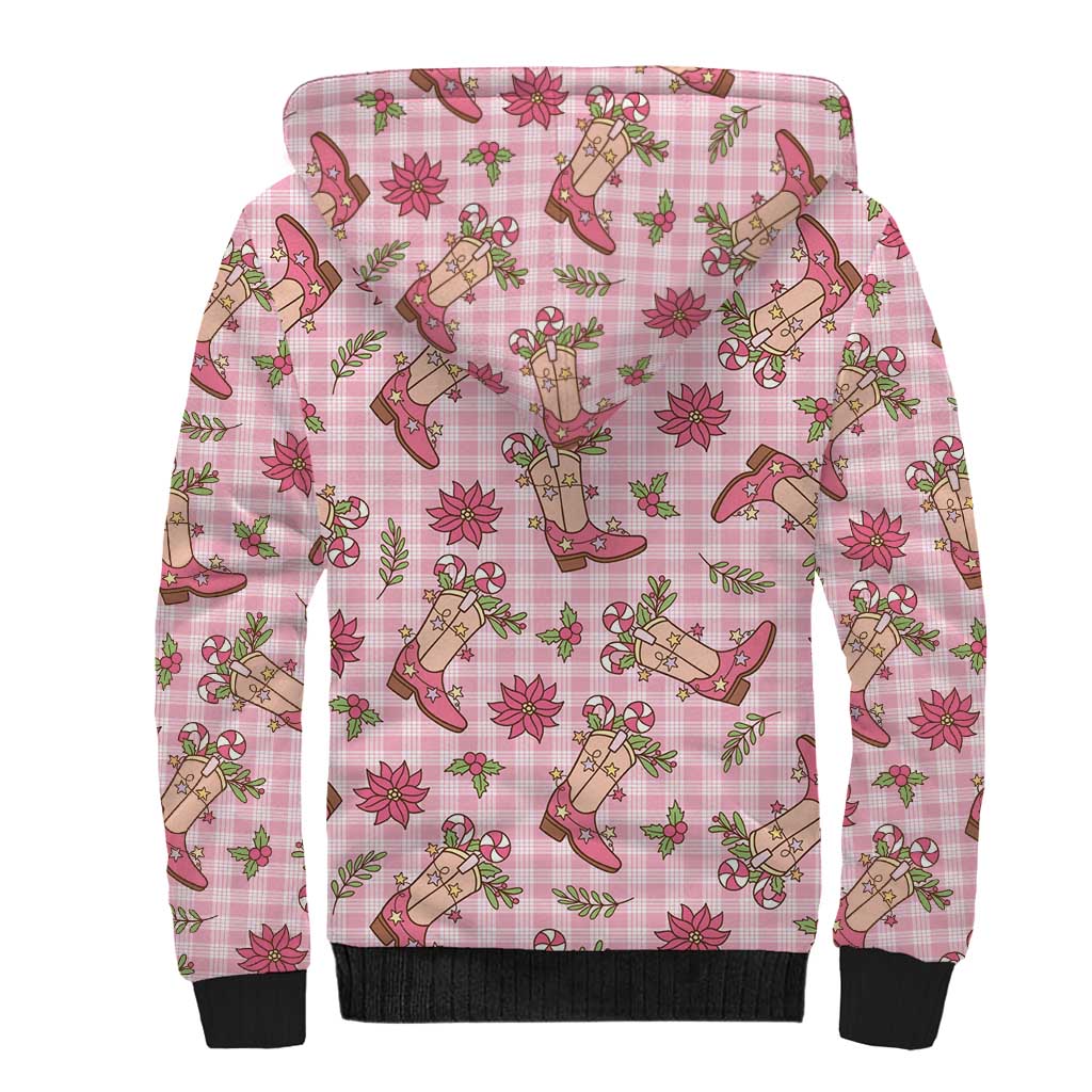 Pink Paniolo Palaka Hawaiian Cowgirl Christmas Sherpa Hoodie - Polynesian Pride