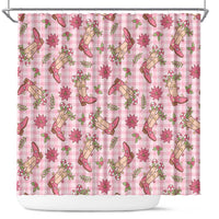Pink Paniolo Palaka Hawaiian Cowgirl Christmas Shower Curtain - Polynesian Pride