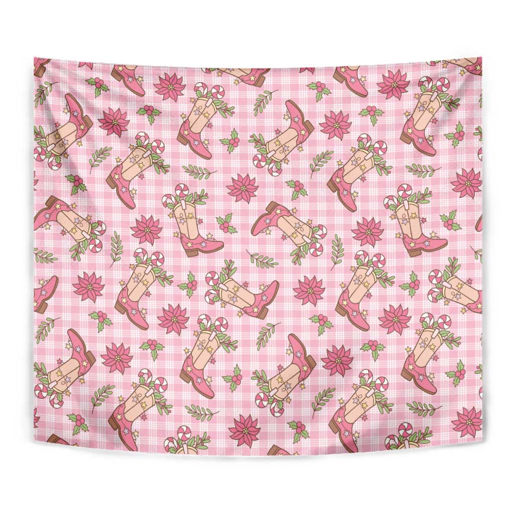 Pink Paniolo Palaka Hawaiian Cowgirl Christmas Tapestry - Polynesian Pride