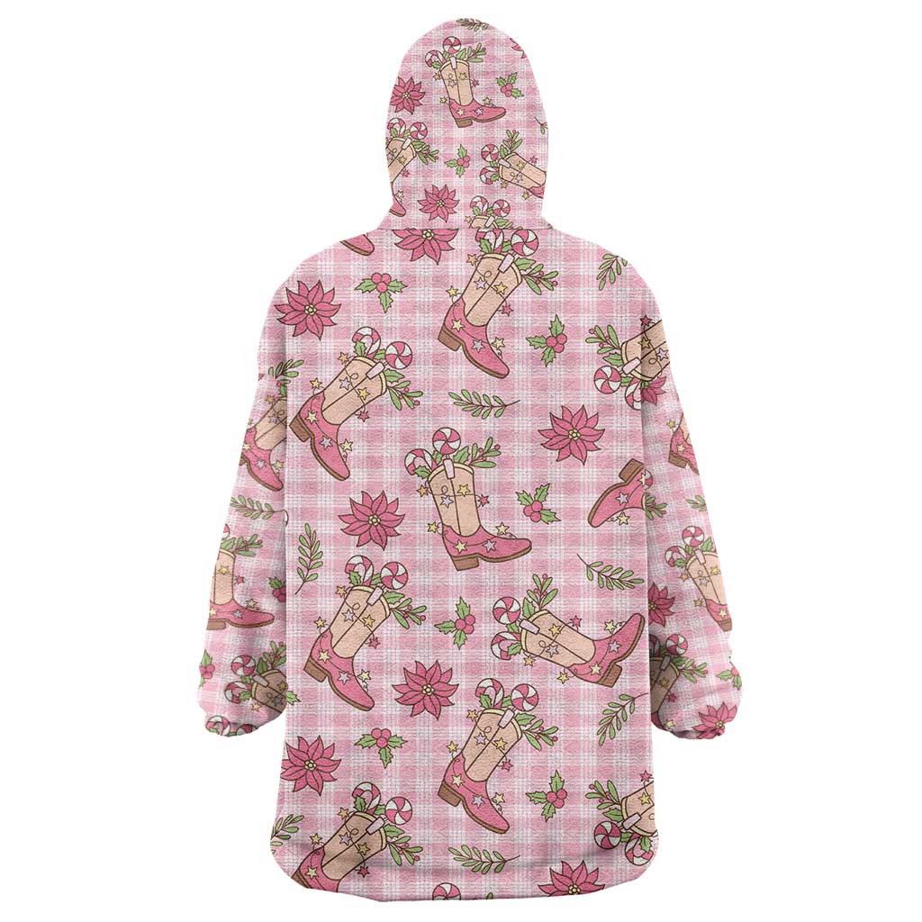 Pink Paniolo Palaka Hawaiian Cowgirl Christmas Wearable Blanket Hoodie - Polynesian Pride