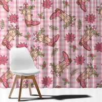 Pink Paniolo Palaka Hawaiian Cowgirl Christmas Window Curtain - Polynesian Pride