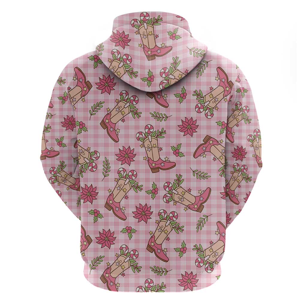 Pink Paniolo Palaka Hawaiian Cowgirl Christmas Zip Hoodie - Polynesian Pride