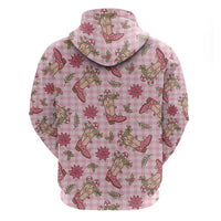 Pink Paniolo Palaka Hawaiian Cowgirl Christmas Zip Hoodie - Polynesian Pride