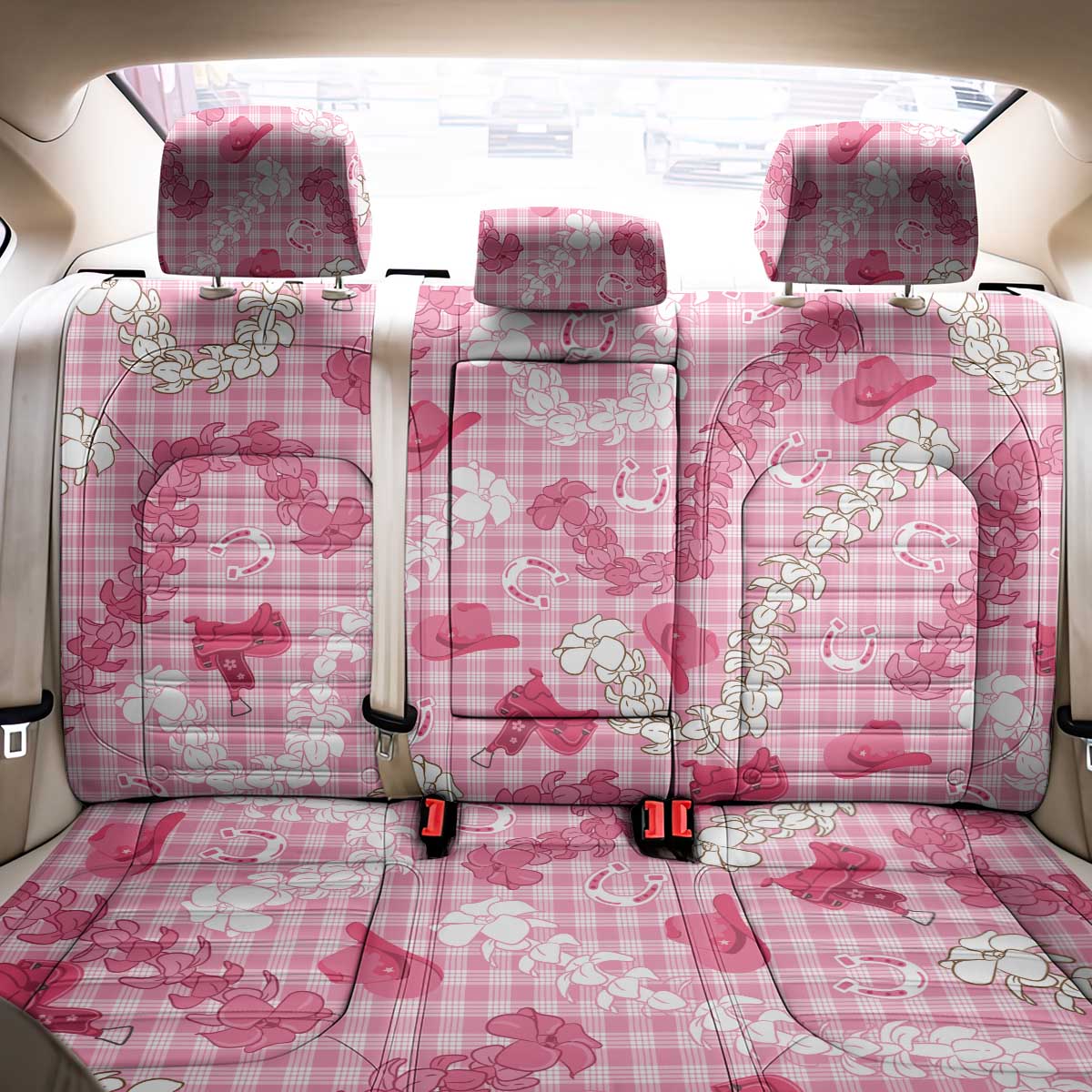 Paniolo Palaka Hawaiian Cowgirl Back Car Seat Cover - Polynesian Pride