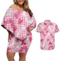 Paniolo Palaka Hawaiian Cowgirl Couples Matching Off Shoulder Short Dress and Hawaiian Shirt - Polynesian Pride