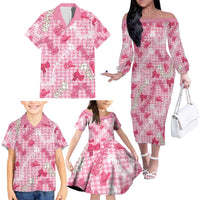Paniolo Palaka Hawaiian Cowgirl Family Matching Off The Shoulder Long Sleeve Dress and Hawaiian Shirt - Polynesian Pride