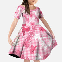Paniolo Palaka Hawaiian Cowgirl Family Matching Off Shoulder Maxi Dress and Hawaiian Shirt LT9 Daughter's Dress Pink - Polynesian Pride