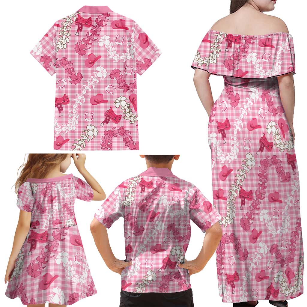 Paniolo Palaka Hawaiian Cowgirl Family Matching Off Shoulder Maxi Dress and Hawaiian Shirt LT9 - Polynesian Pride