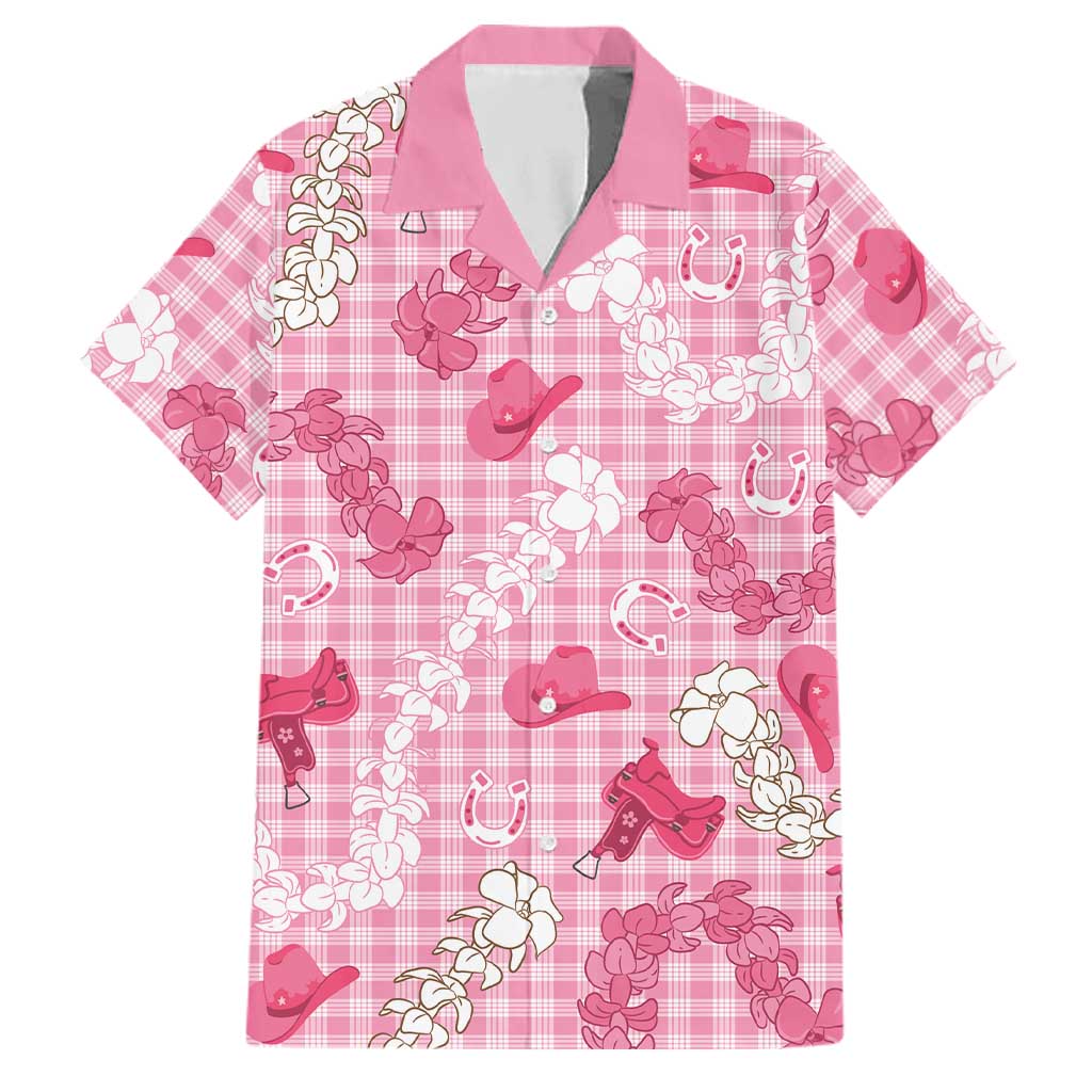 Paniolo Palaka Hawaiian Cowgirl Family Matching Puletasi and Hawaiian Shirt LT9 Dad's Shirt - Short Sleeve Pink - Polynesian Pride