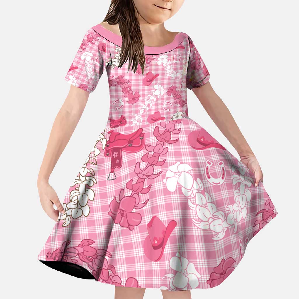 Paniolo Palaka Hawaiian Cowgirl Family Matching Short Sleeve Bodycon Dress and Hawaiian Shirt - Polynesian Pride