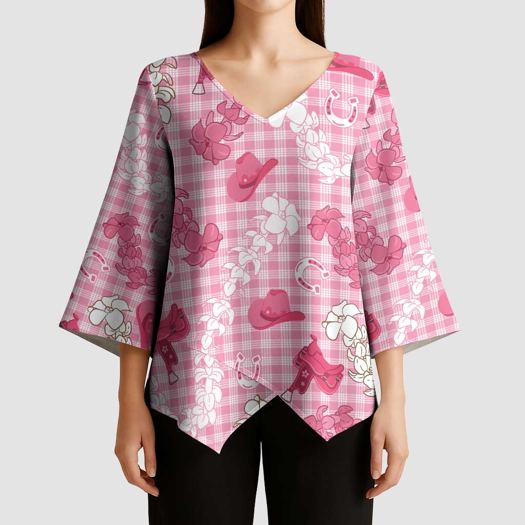 Paniolo Palaka Hawaiian Cowgirl Kimono Sleeve Blouse - Polynesian Pride