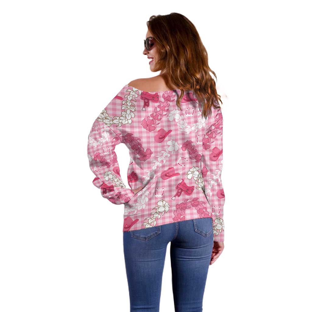 Paniolo Palaka Hawaiian Cowgirl Off Shoulder Sweater - Polynesian Pride