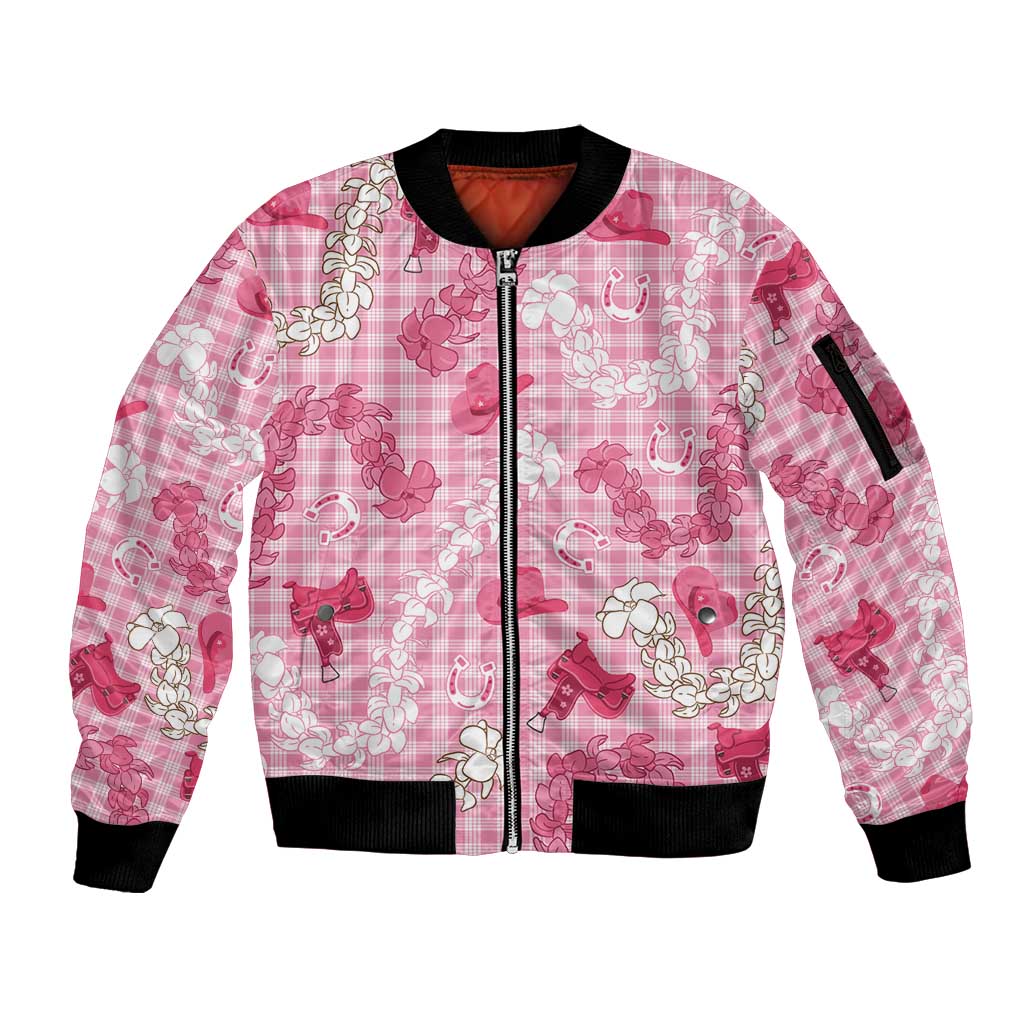 Paniolo Palaka Hawaiian Cowgirl Sleeve Zip Bomber Jacket - Polynesian Pride