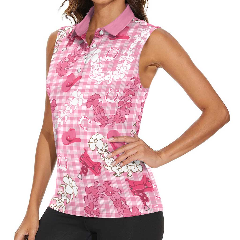 Paniolo Palaka Hawaiian Cowgirl Women Sleeveless Polo Shirt - Polynesian Pride
