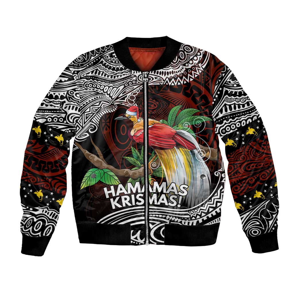 Papua New Guinea Christmas Bomber Jacket LT9 Unisex Black - Polynesian Pride