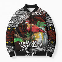 Papua New Guinea Christmas Bomber Puffer Jacket LT9 Unisex Black - Polynesian Pride