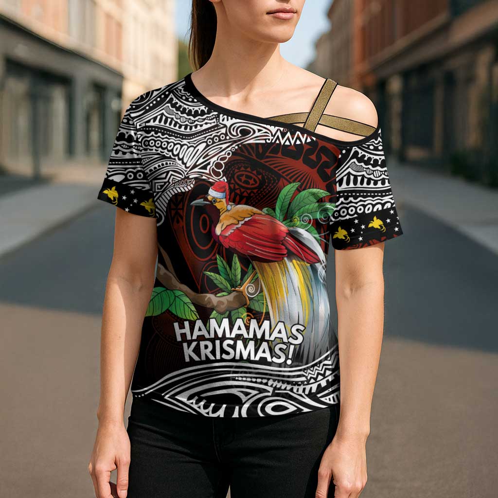 Papua New Guinea Christmas Cross Shoulder Shirt - Polynesian Pride