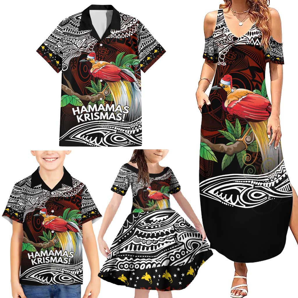 Papua New Guinea Christmas Family Matching Summer Maxi Dress and Hawaiian Shirt - Polynesian Pride