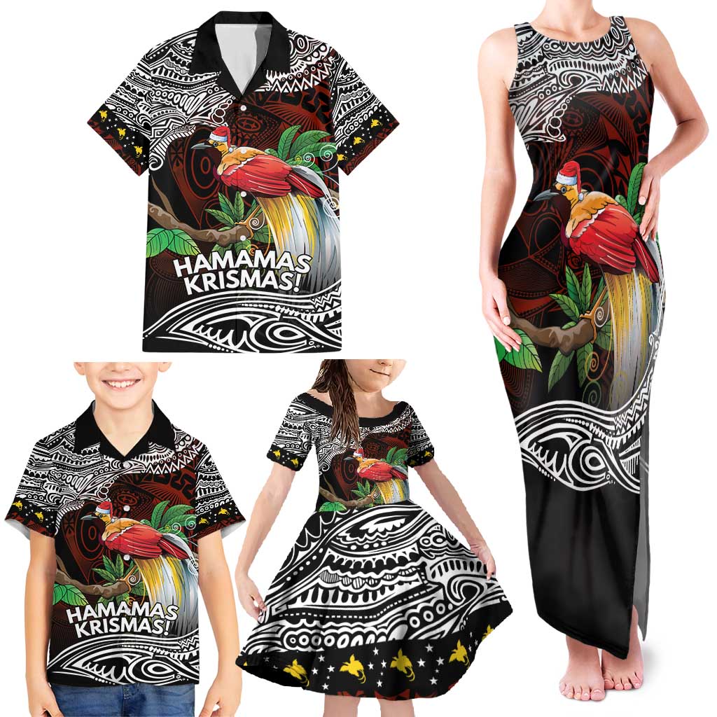 Papua New Guinea Christmas Family Matching Tank Maxi Dress and Hawaiian Shirt - Polynesian Pride