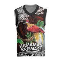 Papua New Guinea Christmas Knitted V-Neck Vest LT9 Black - Polynesian Pride