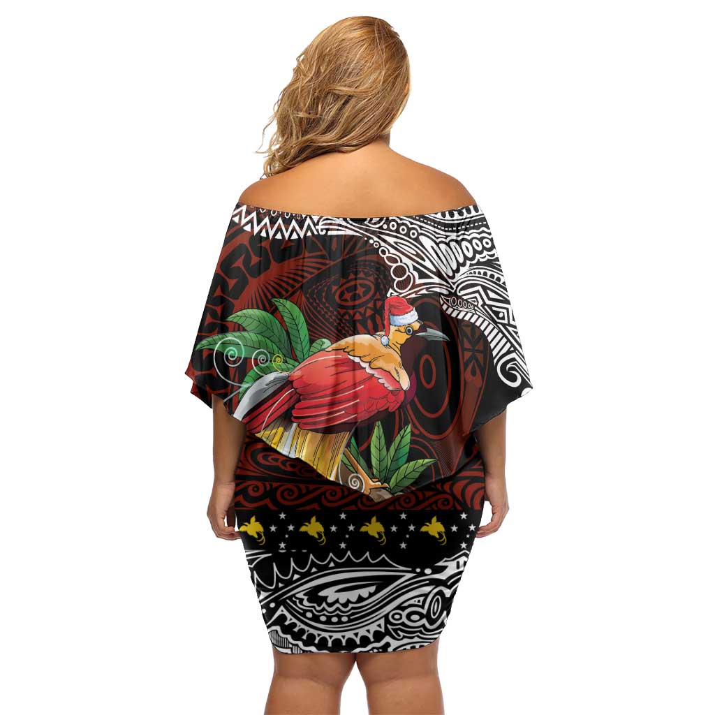 Papua New Guinea Christmas Off Shoulder Short Dress LT9 - Polynesian Pride