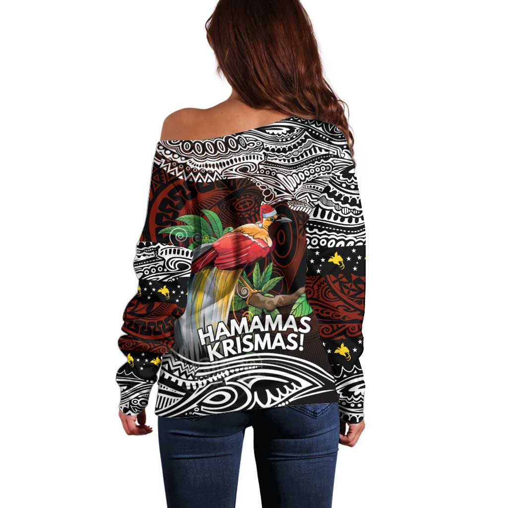 Papua New Guinea Christmas Off Shoulder Sweater - Polynesian Pride