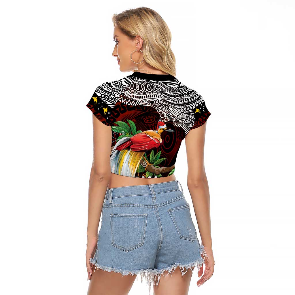 Papua New Guinea Christmas Raglan Cropped T Shirt - Polynesian Pride
