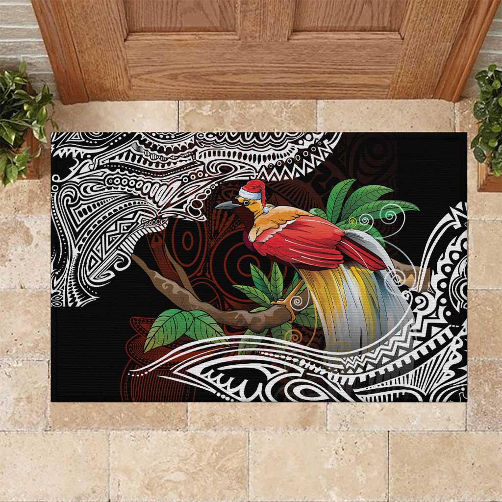 Papua New Guinea Christmas Rubber Doormat LT9 Black - Polynesian Pride