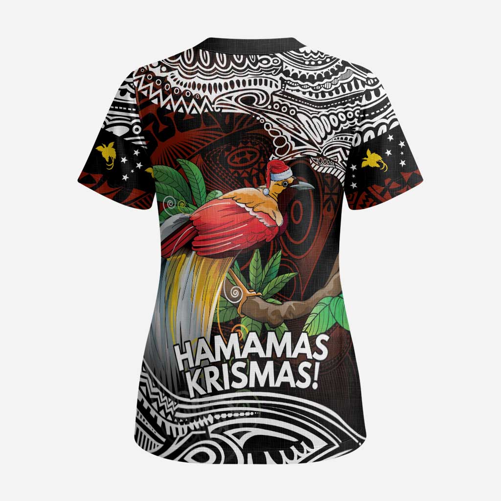 Papua New Guinea Christmas Scrub Top LT9 - Polynesian Pride