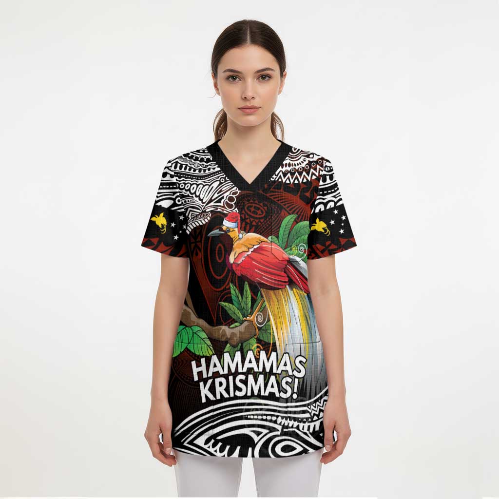 Papua New Guinea Christmas Scrub Top LT9 - Polynesian Pride