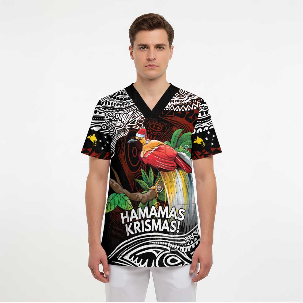 Papua New Guinea Christmas Scrub Top LT9 - Polynesian Pride