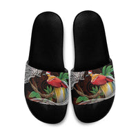 Papua New Guinea Christmas Slide Sandals LT9 Black - Polynesian Pride