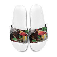 Papua New Guinea Christmas Slide Sandals LT9 Black - Polynesian Pride