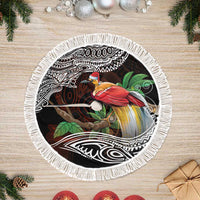 Papua New Guinea Christmas Tree Skirt LT9 Fringed Black - Polynesian Pride
