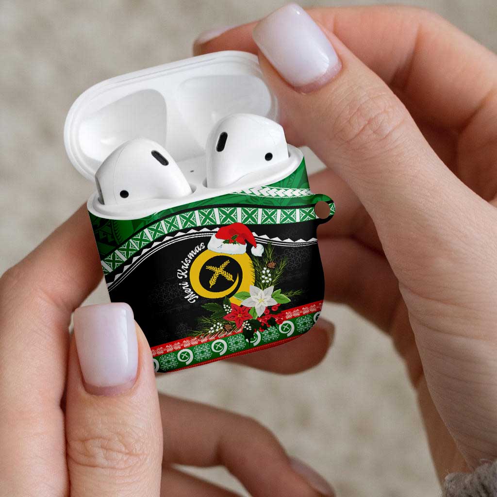 Vanuatu Pig's Tusk Meri Krismas! AirPods Case Vanuatuan Sand Drawing Pattern - Polynesian Pride