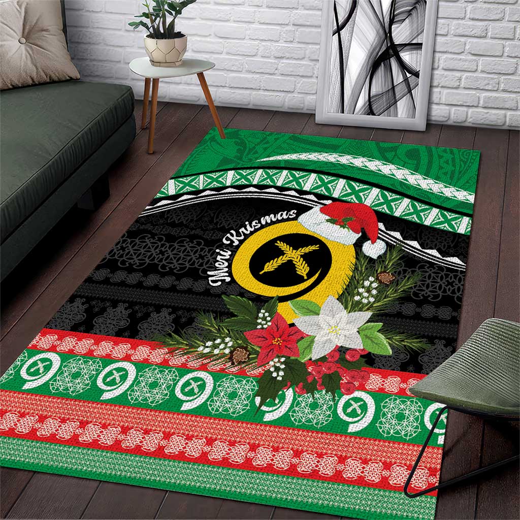 Vanuatu Pig's Tusk Meri Krismas! Area Rug Vanuatuan Sand Drawing Pattern - Polynesian Pride