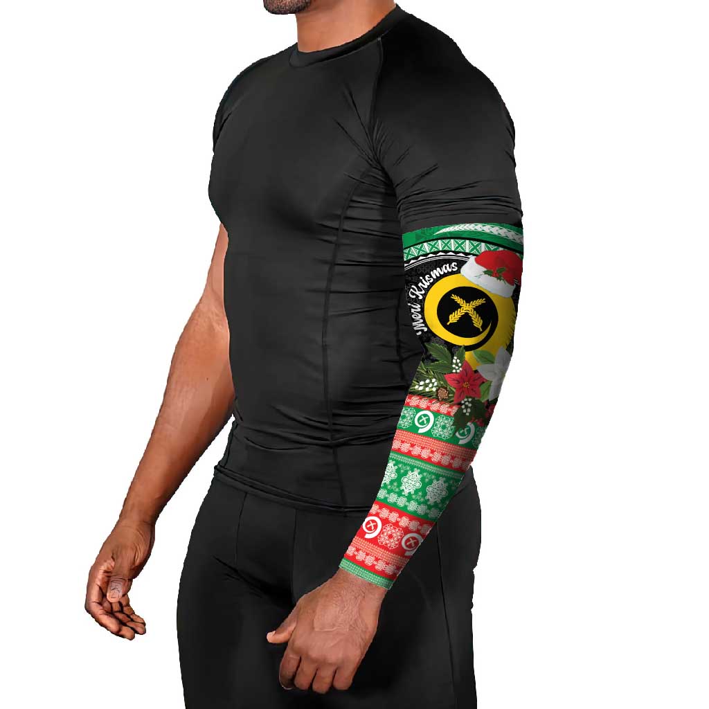 Vanuatu Pig's Tusk Meri Krismas! Arm Sleeves Vanuatuan Sand Drawing Pattern - Polynesian Pride