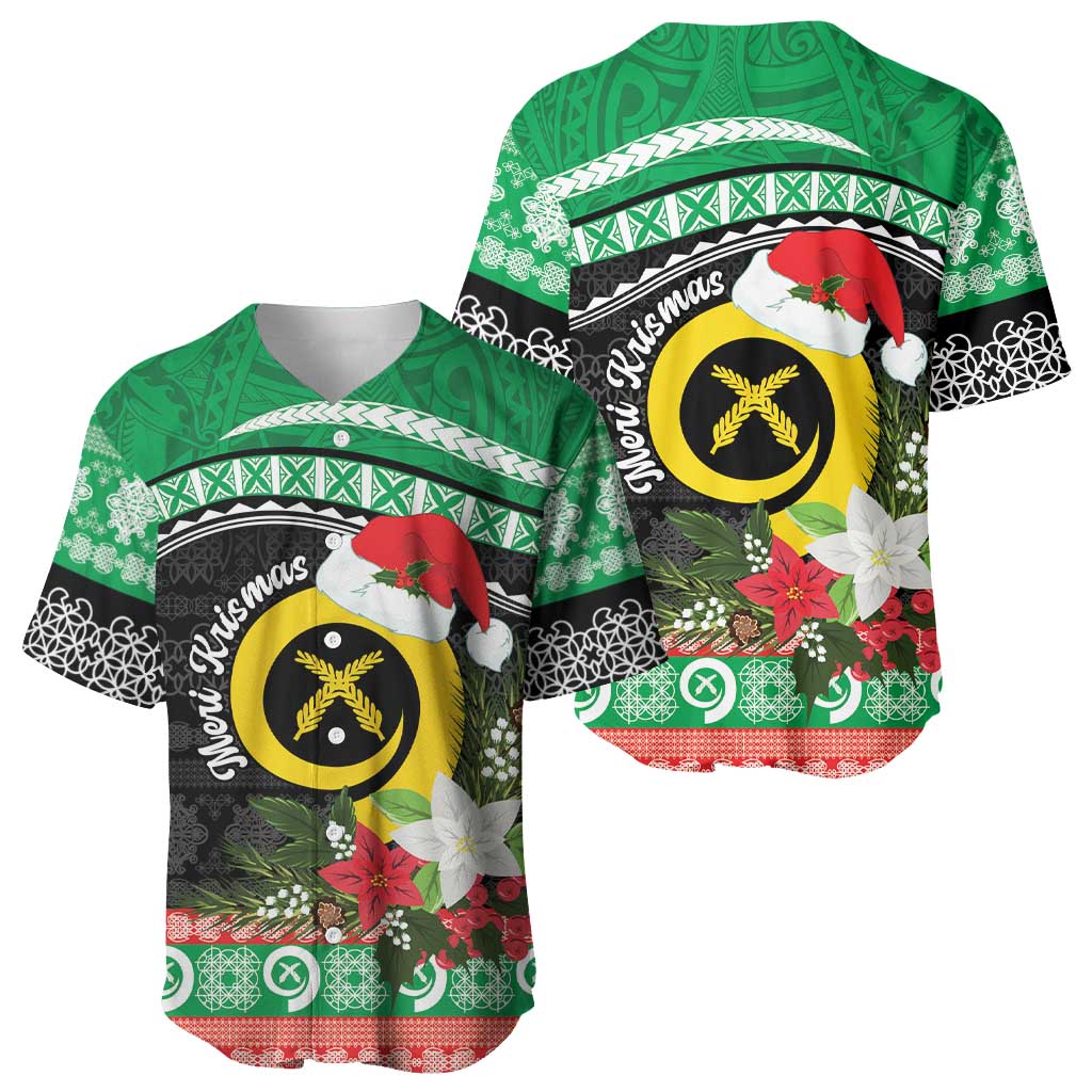 Vanuatu Pig's Tusk Meri Krismas! Baseball Jersey Vanuatuan Sand Drawing Pattern LT9 - Polynesian Pride