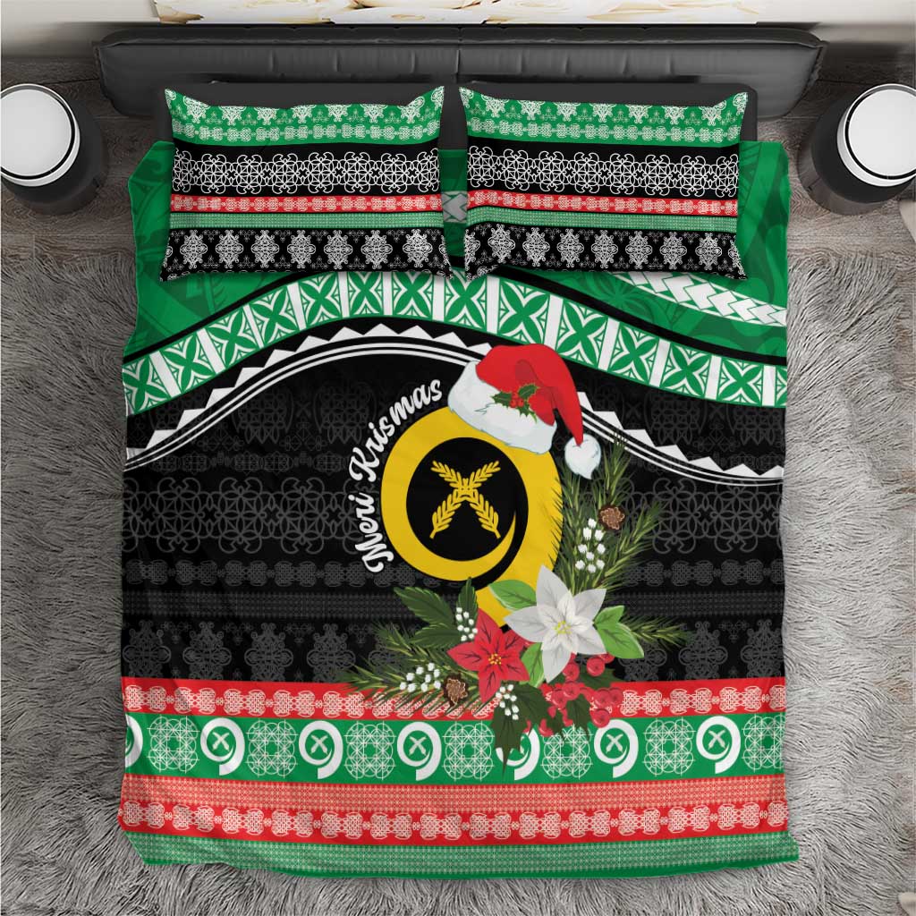 Vanuatu Pig's Tusk Meri Krismas! Bedding Set Vanuatuan Sand Drawing Pattern - Polynesian Pride