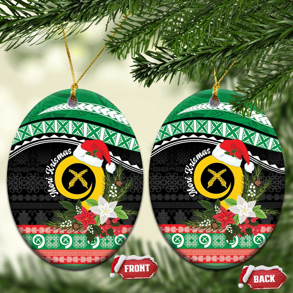 Vanuatu Pig's Tusk Meri Krismas! Ceramic Ornament Vanuatuan Sand Drawing Pattern - Polynesian Pride