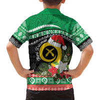 Vanuatu Pig's Tusk Meri Krismas! Family Matching Off The Shoulder Long Sleeve Dress and Hawaiian Shirt Vanuatuan Sand Drawing Pattern - Polynesian Pride