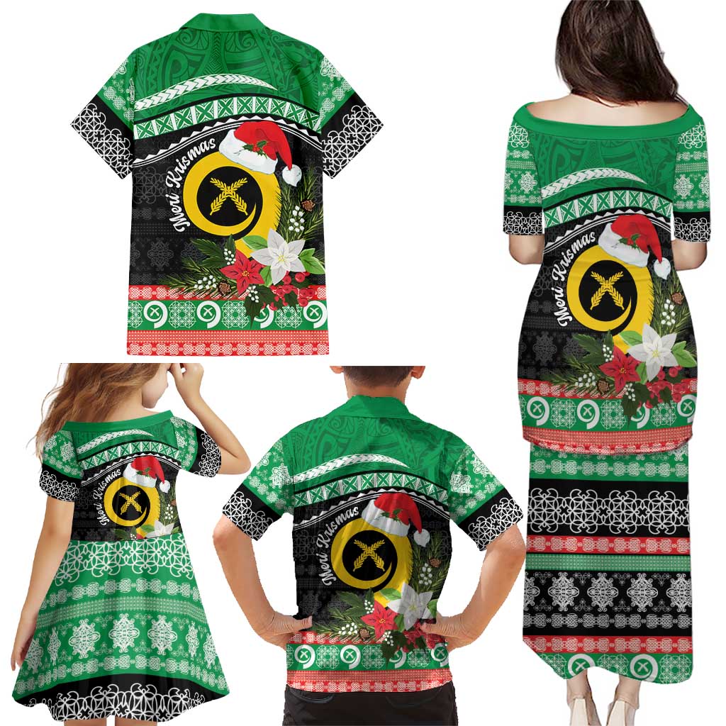 Vanuatu Pig's Tusk Meri Krismas! Family Matching Puletasi and Hawaiian Shirt Vanuatuan Sand Drawing Pattern LT9 - Polynesian Pride