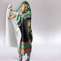 Vanuatu Pig's Tusk Meri Krismas! Hooded Blanket Vanuatuan Sand Drawing Pattern - Polynesian Pride