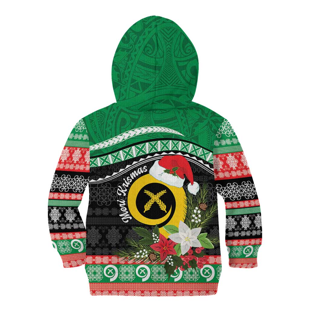 Vanuatu Pig's Tusk Meri Krismas! Kid Hoodie Vanuatuan Sand Drawing Pattern - Polynesian Pride