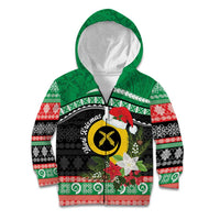 Vanuatu Pig's Tusk Meri Krismas! Kid Hoodie Vanuatuan Sand Drawing Pattern - Polynesian Pride