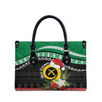 Vanuatu Pig's Tusk Meri Krismas! Leather Bag Vanuatuan Sand Drawing Pattern - Polynesian Pride